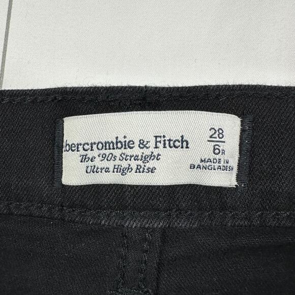 Abercrombie & Fitch Jeans Womens 28 Black 90s Straight Ultra High Rise Solid - Picture 4 of 12